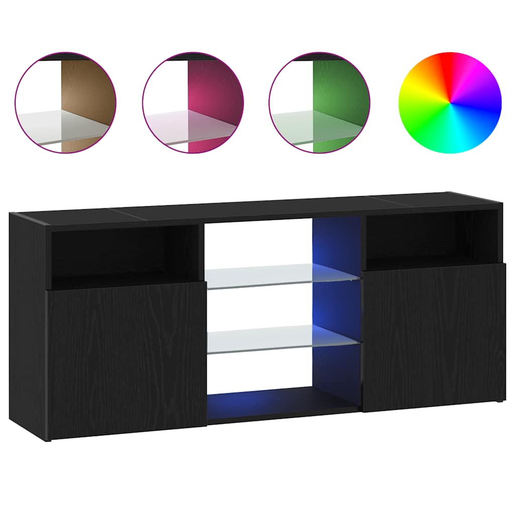TV ormarić s LED svjetlima crni hrast 120x30x50 cm inženjerski drvo