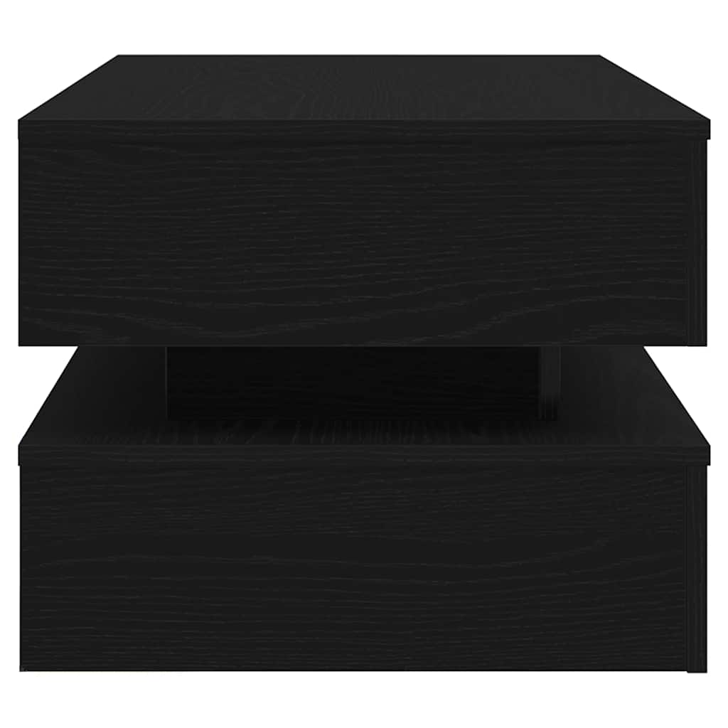 Klub stolić s LED svjetlima crni hrast 90x50x40 cm