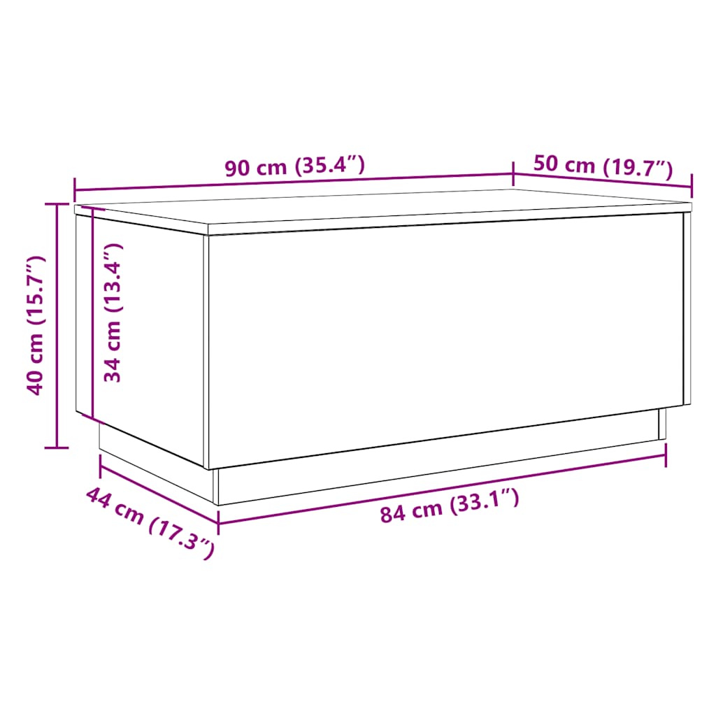 Klub stolić s LED svjetlima crni hrast 90x50x40 cm