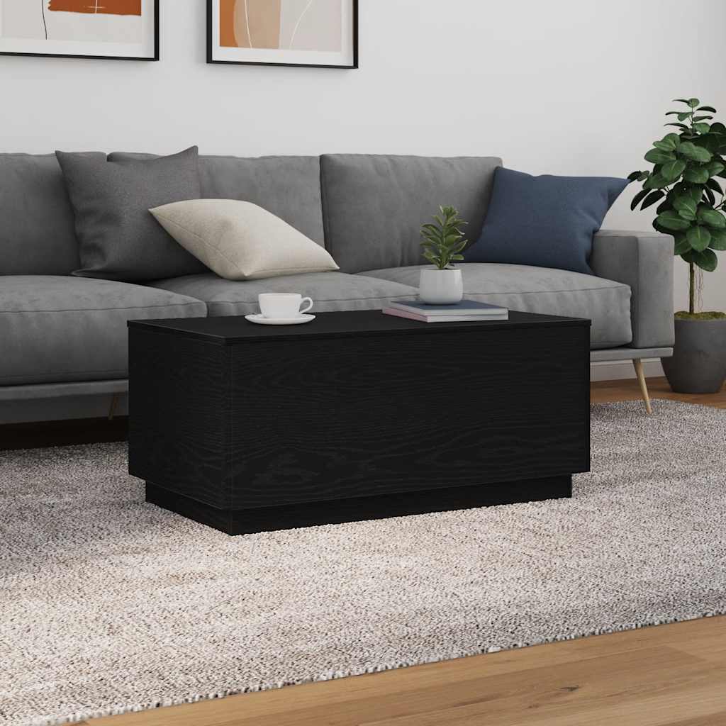 Klub stolić s LED svjetlima crni hrast 90x50x40 cm