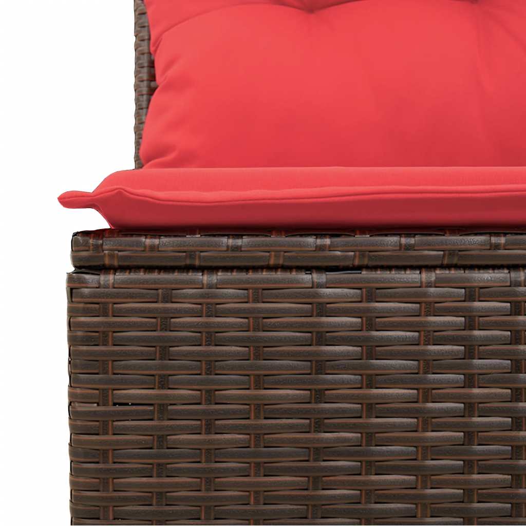 Vrtni set od 6 dijelova s jastucima, smeđi poliratan, akacija