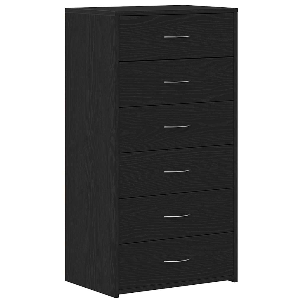 Komoda sa 6 ladica crni hrast 50x34x96 cm inženjersko drvo