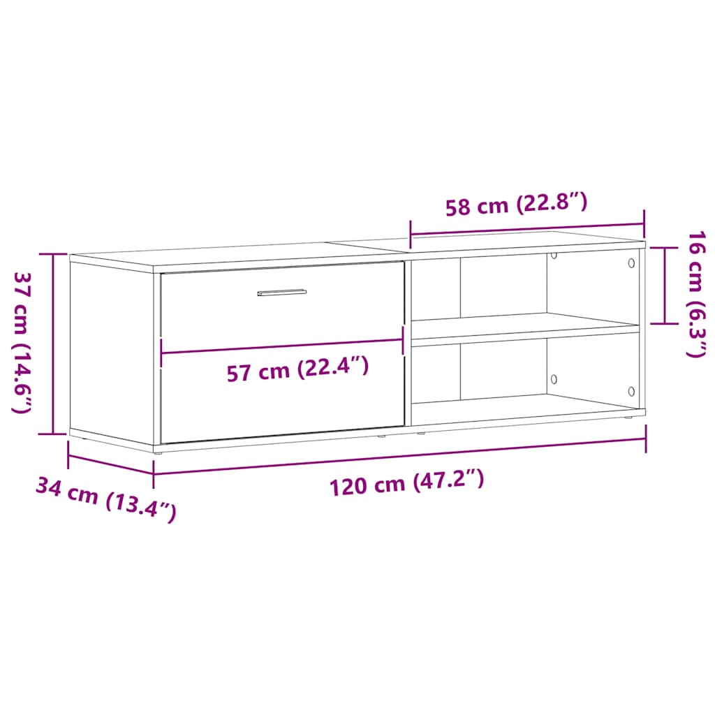 TV ormarić crni hrast 120x34x37 cm inženjerski drvo