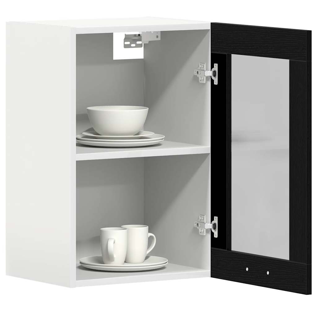 Viseći stakleni ormarić crni hrast 40x31x60 cm inženjerski drvo