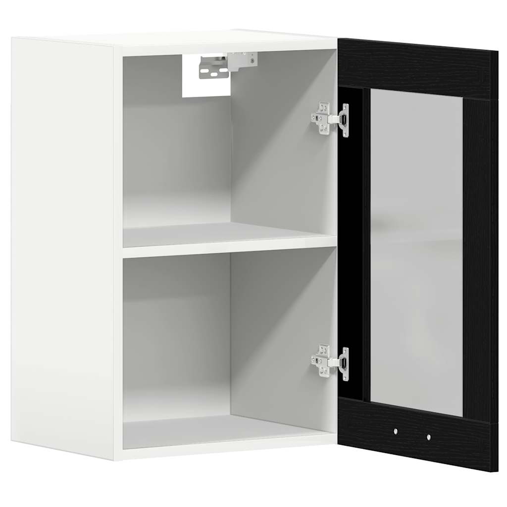 Viseći stakleni ormarić crni hrast 40x31x60 cm inženjerski drvo