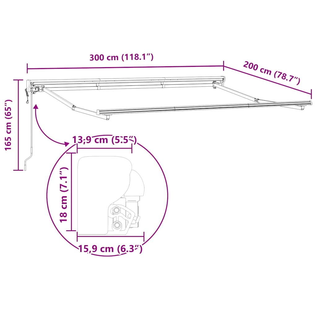 Okvir tende Svijetlo siva 300 x 200 cm Poliester s PU premazom
