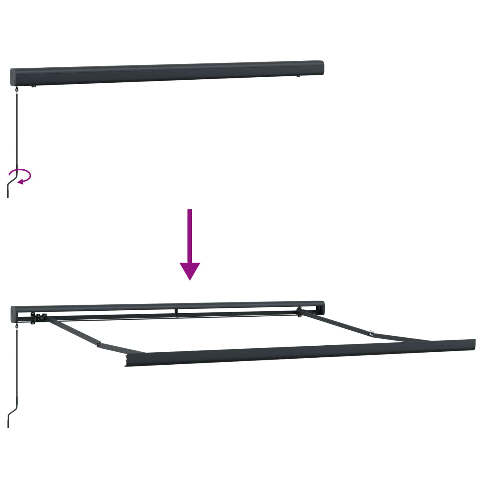Povlačivi tende Crvena i Crna 300 x 250 cm Platno i Aluminij