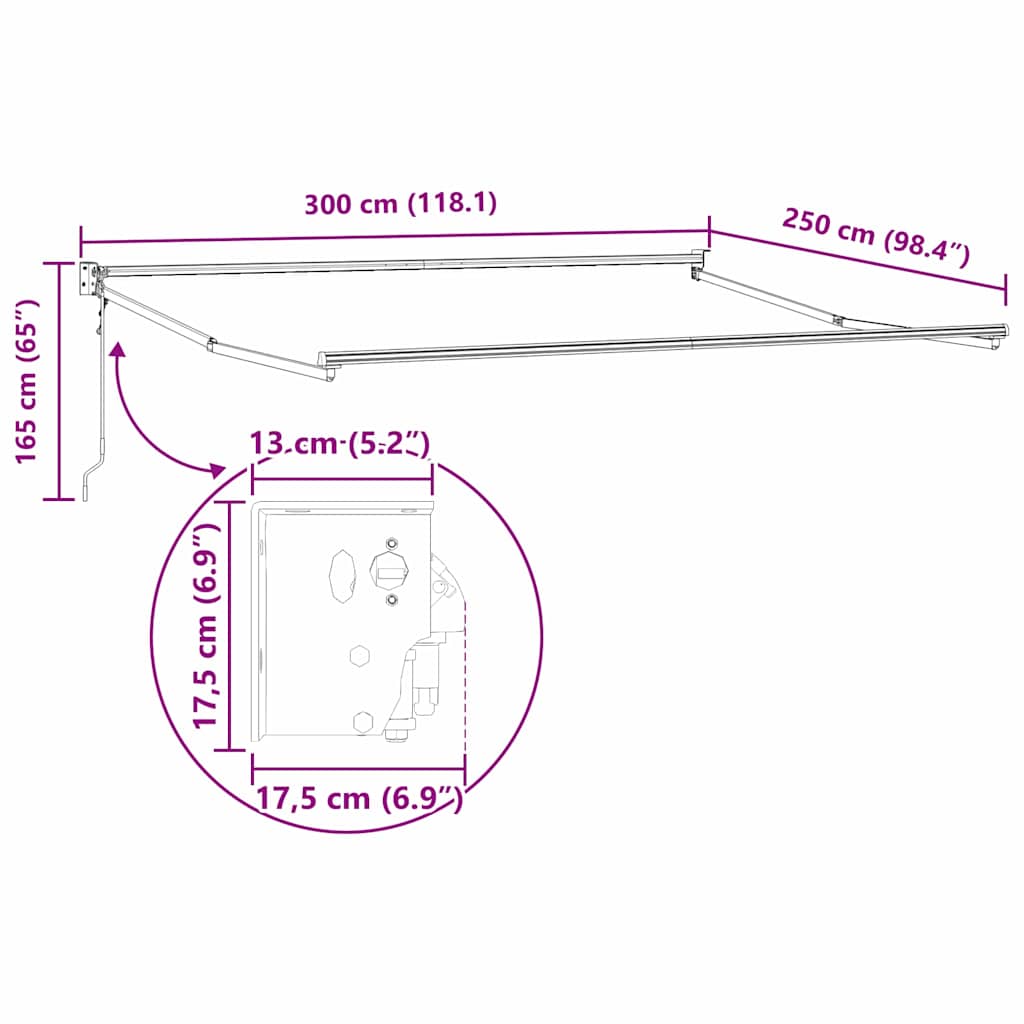 Nadstrešnica Crvena 300 x 250 x 165 cm Poliester i metal