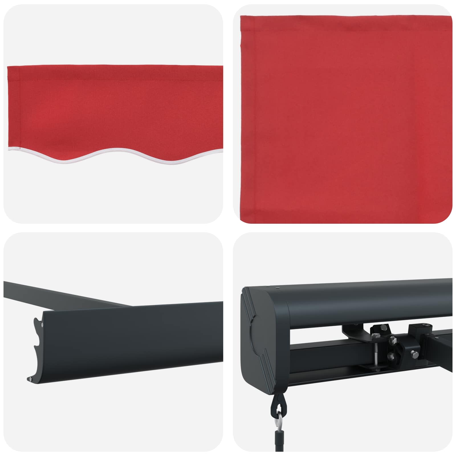 Povlačivi tende Crvena 300 x 250 cm Platno i Aluminij