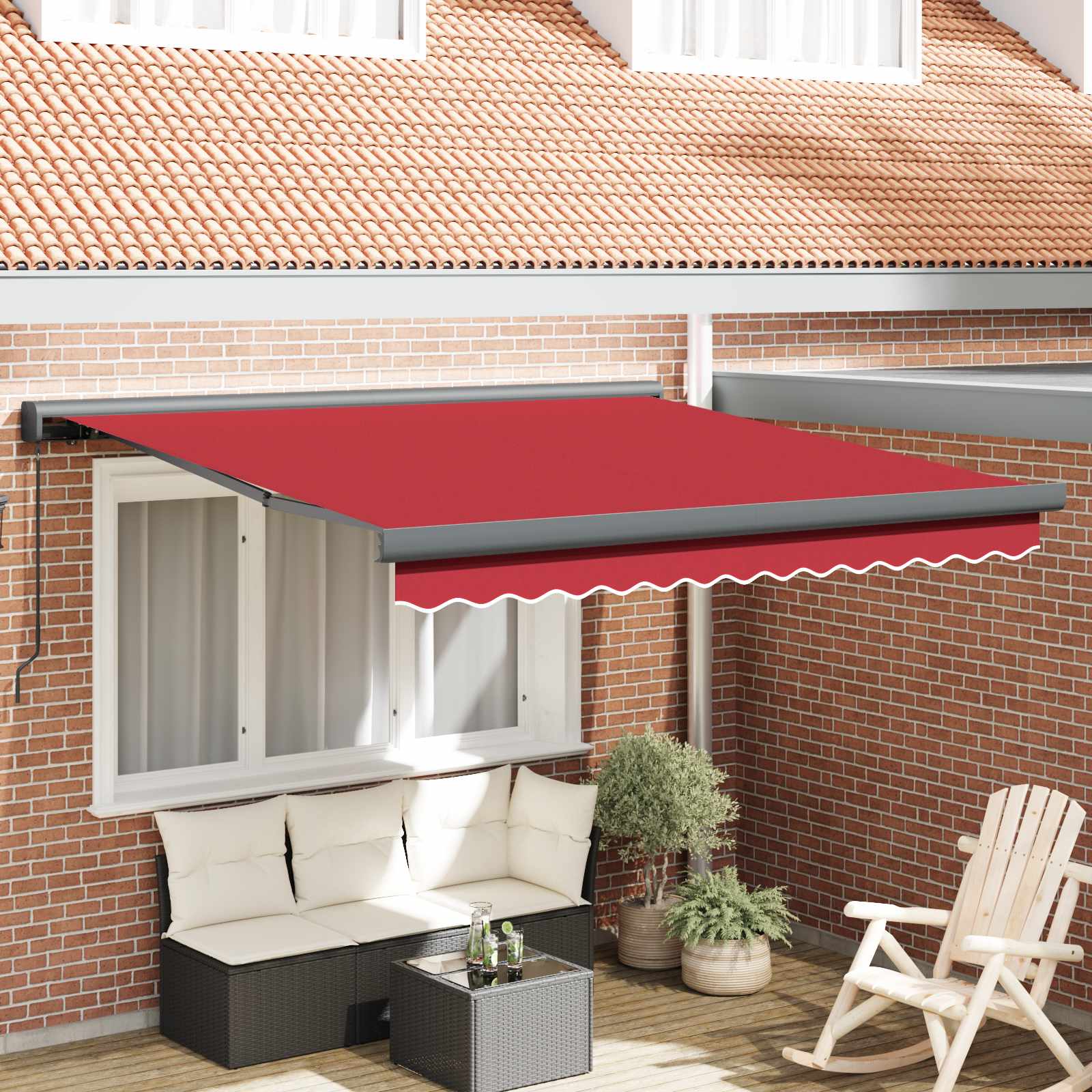 Povlačivi tende Crvena 300 x 250 cm Platno i Aluminij