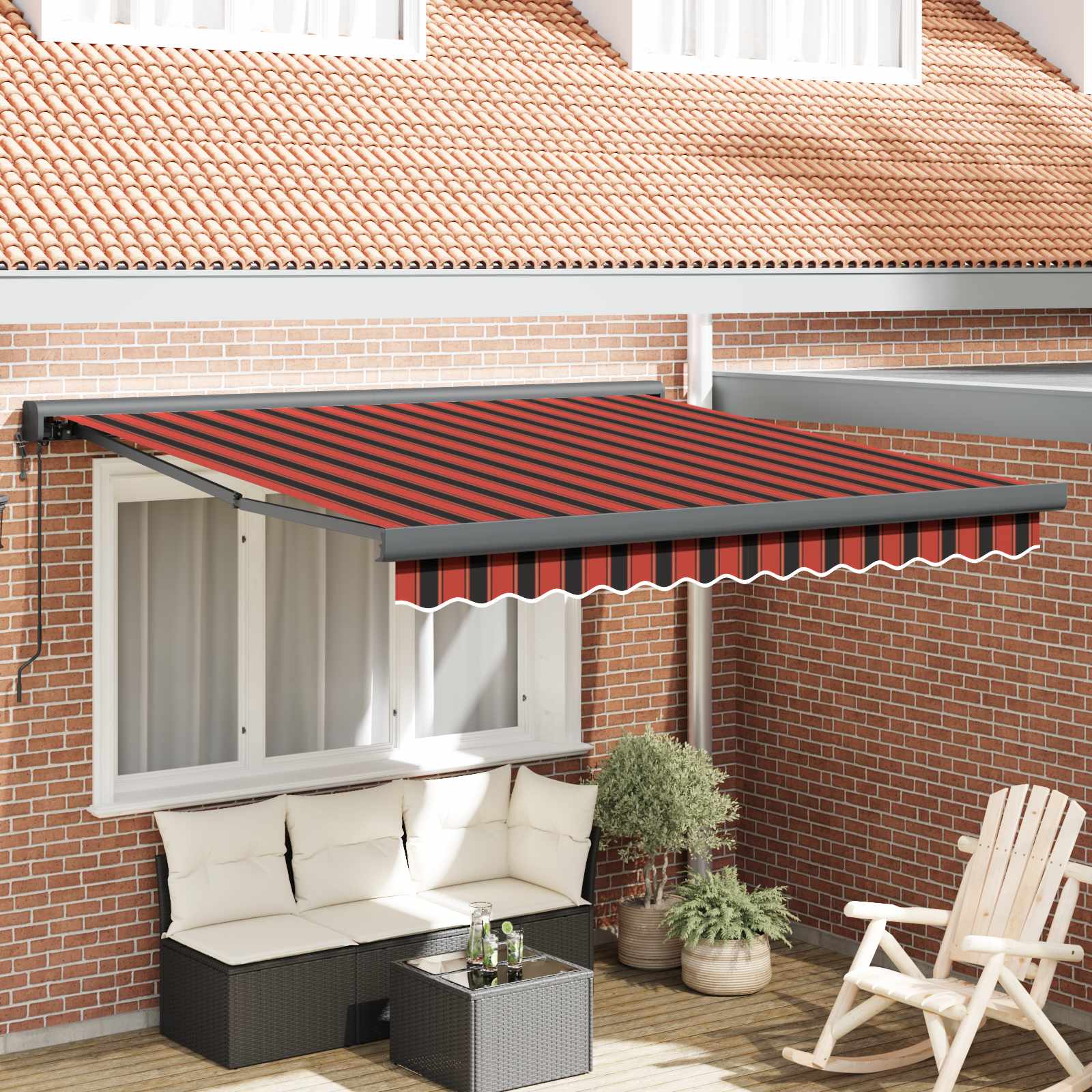 Povlačivi tende Crvena i Crna 350 x 250 x 165 cm