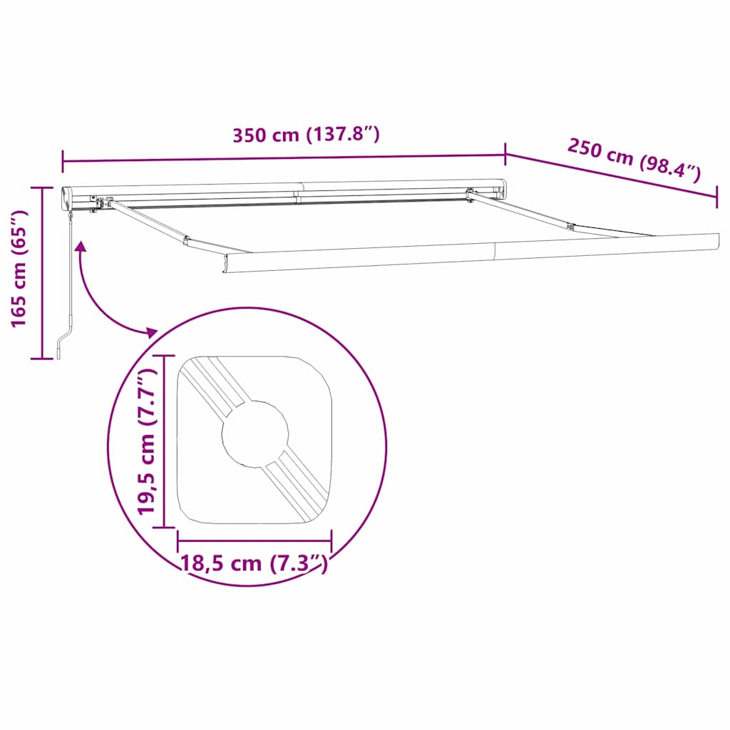 Povlačivi tende Šareni 350 x 250 cm Platno i Aluminij