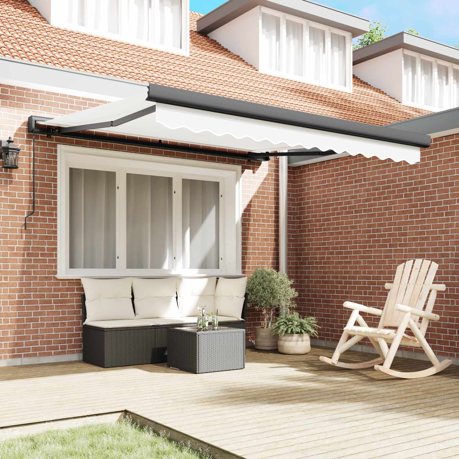 Povlačivi tende Bijela 350 x 250 cm Platno i Aluminij