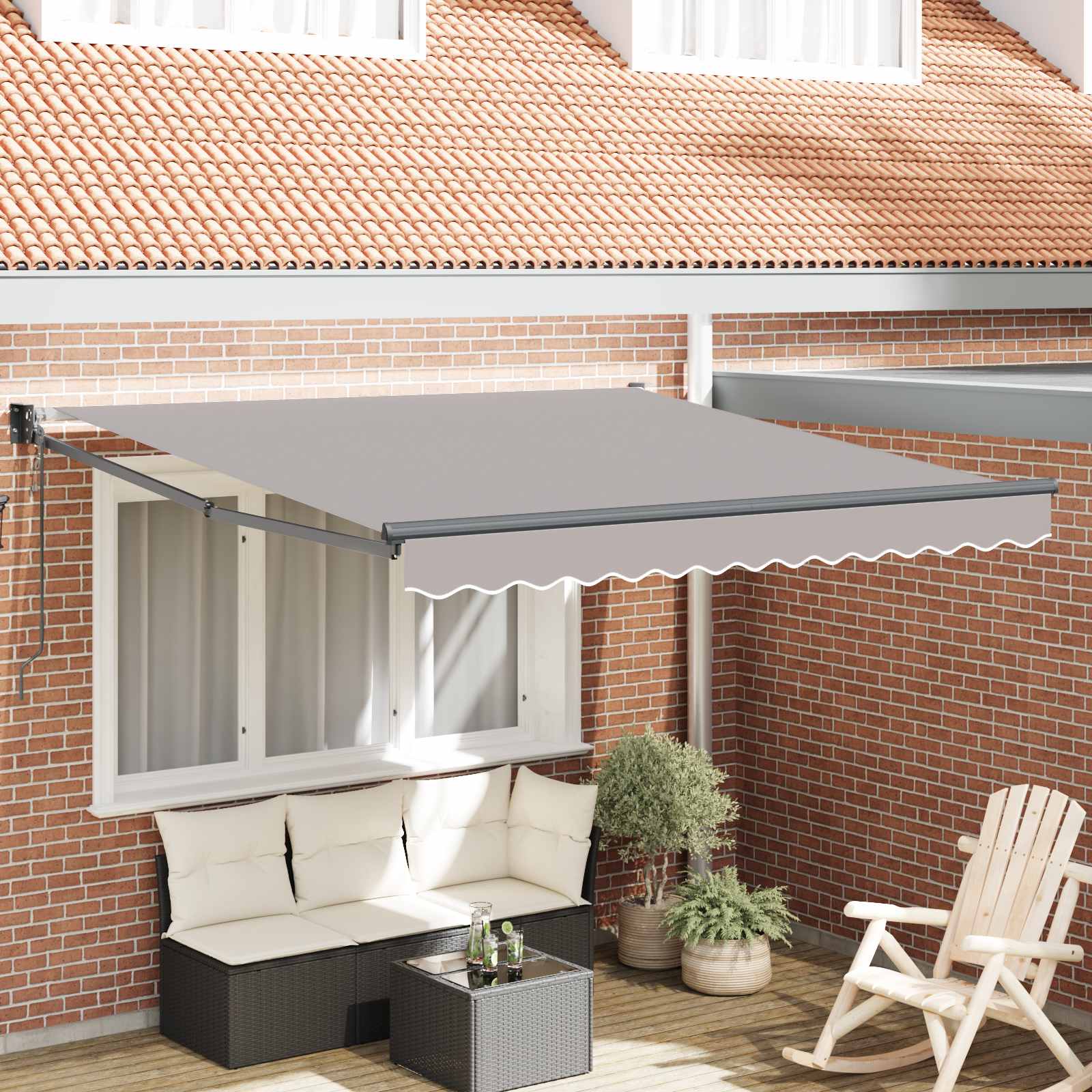 Nadstrešnica Svjetlosiva 350 x 250 cm Poliester i metal