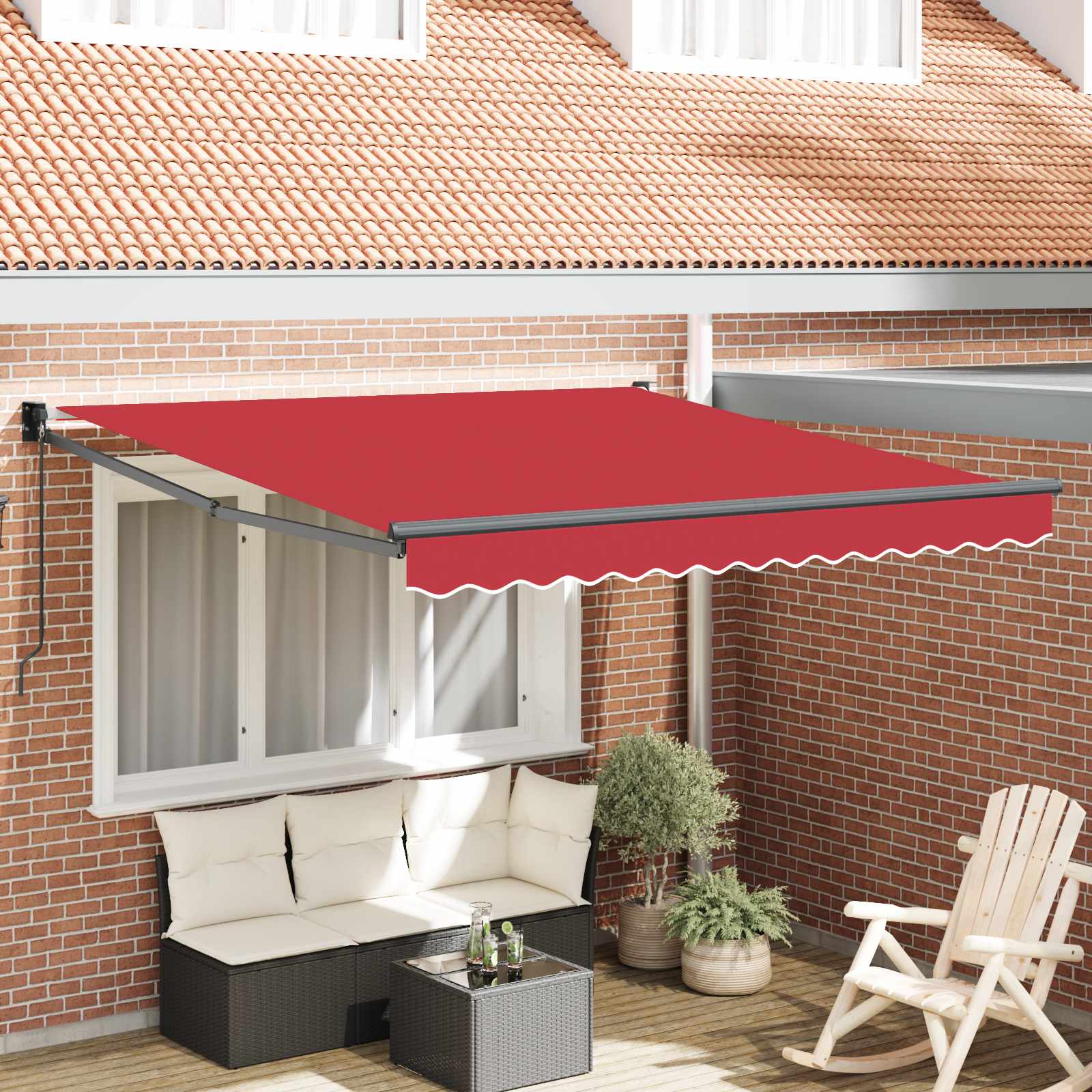 Povlačivi tende Crvena 350 x 250 cm 100% Poliester i Aluminij