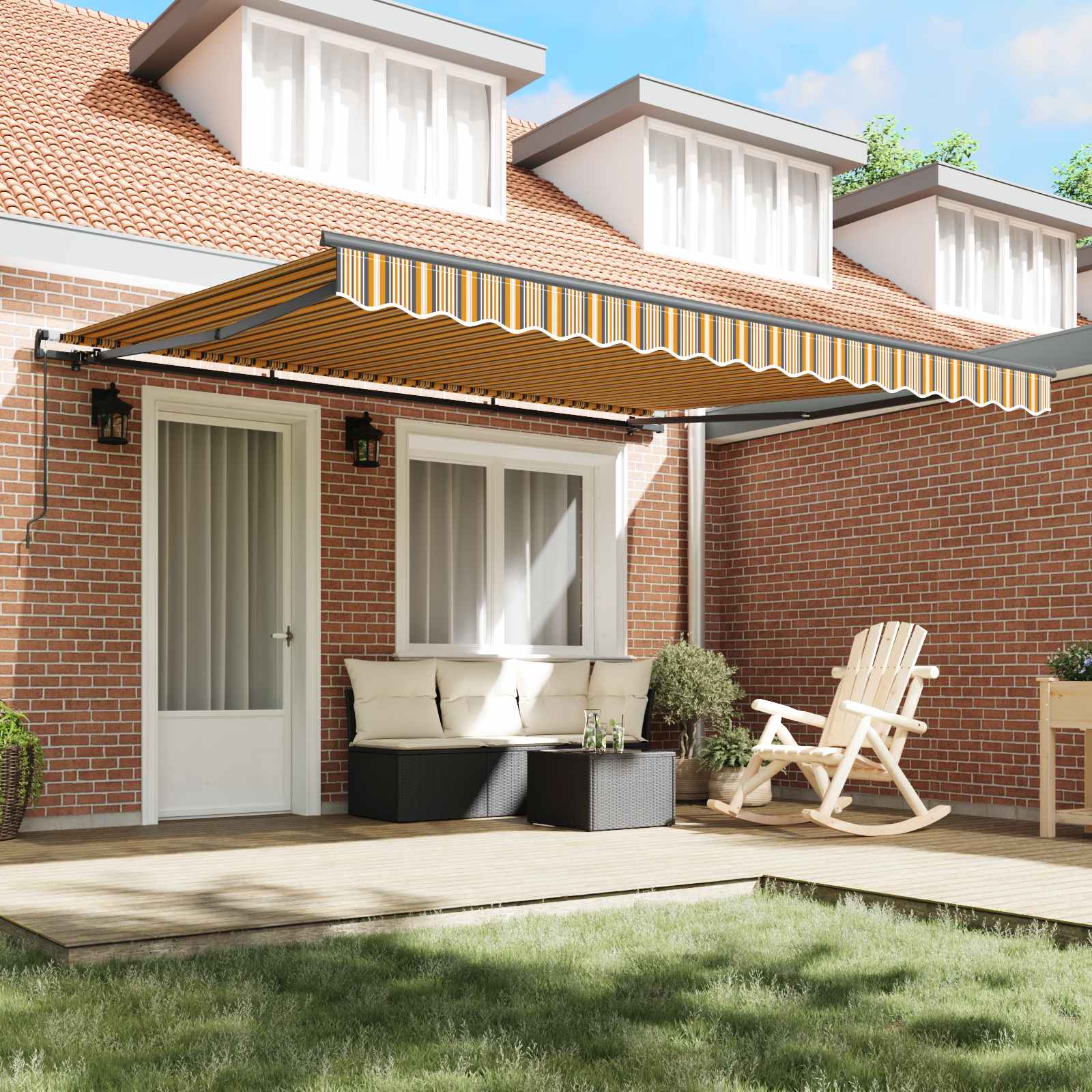 Povlačivi tende Šareni 400 × 300 cm Poliester i aluminij
