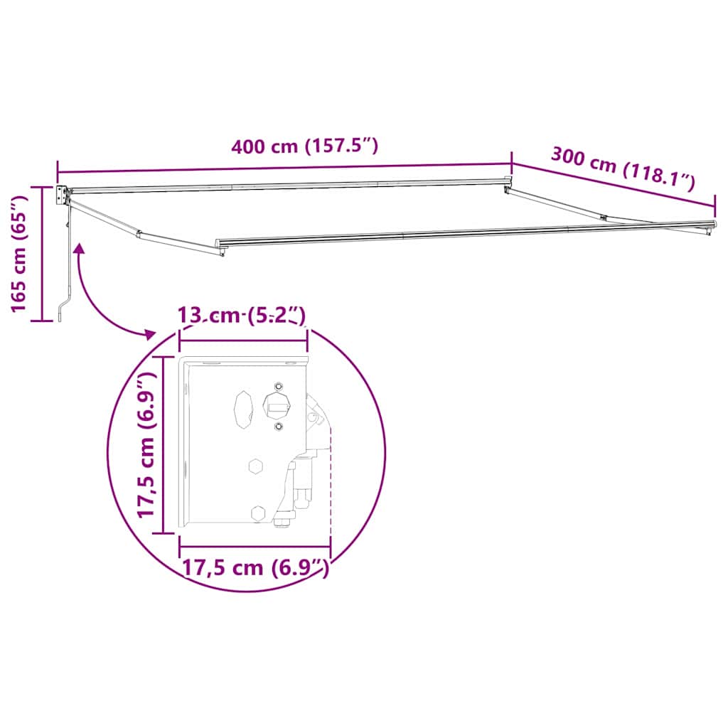 Nadstrešnica Šareni 400 × 300 cm Poliester i metal
