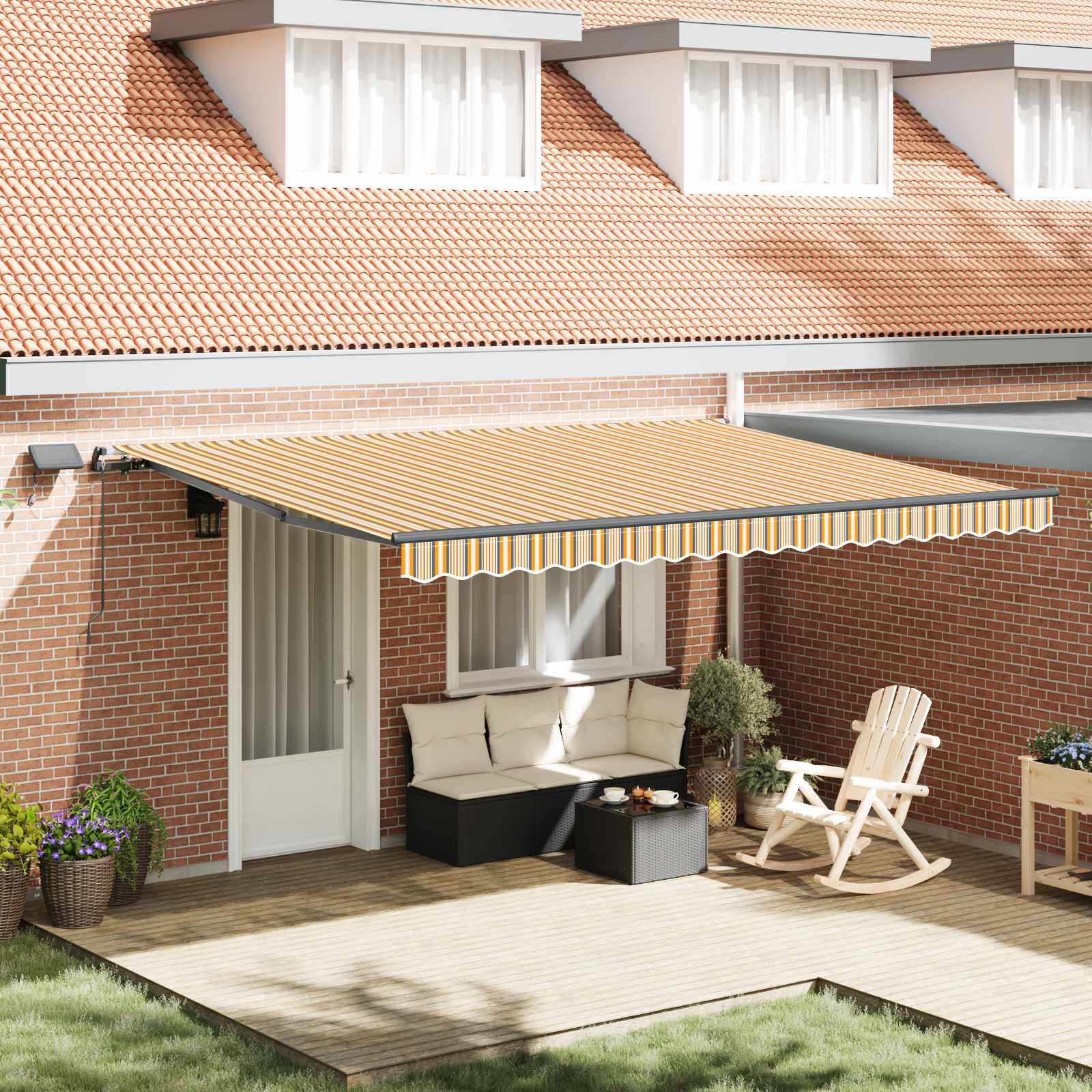 Povlačivi tende Šareni 450 × 350 cm Tkanina i Aluminij