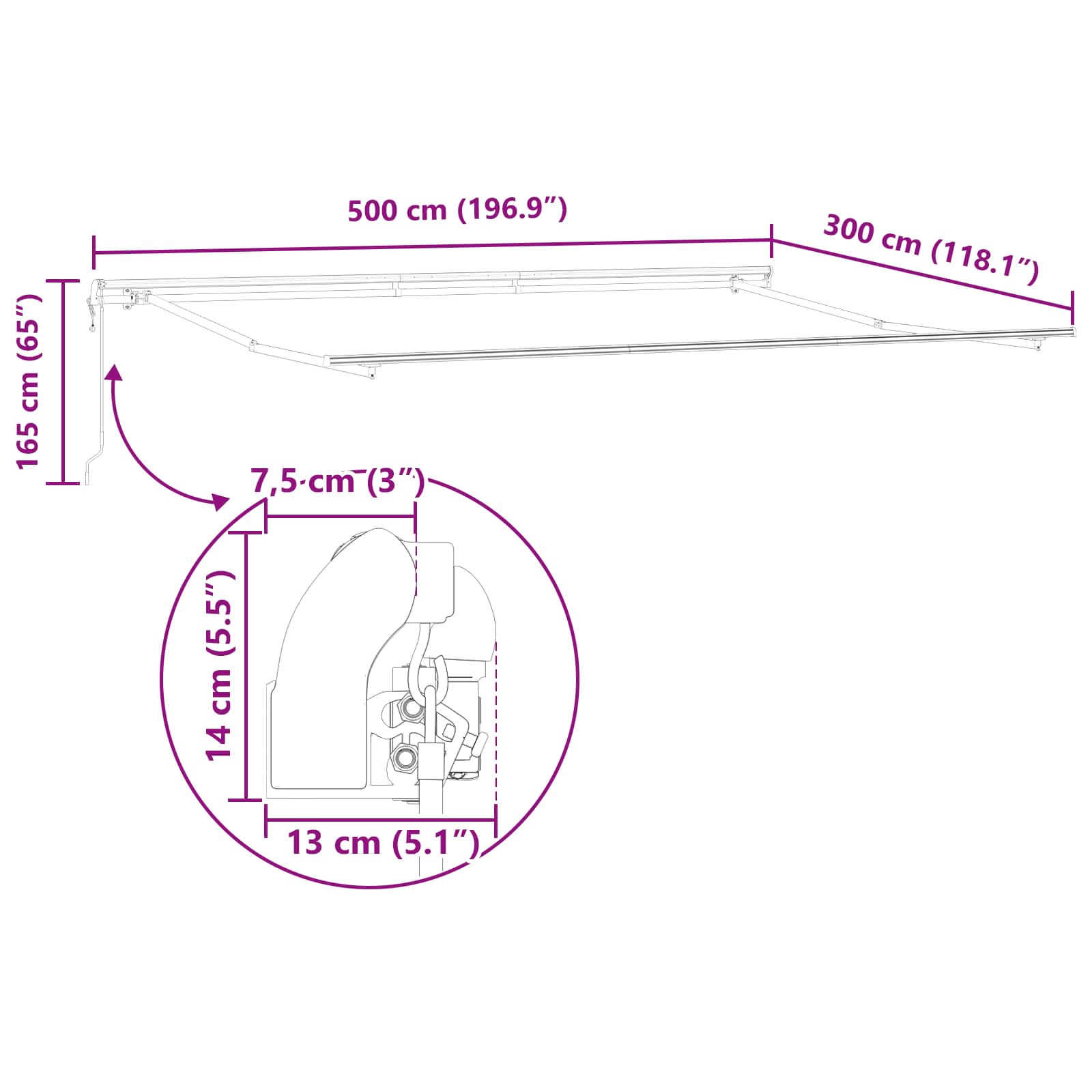 Povlačivi tende Žuta i narančasta 500 × 300 cm