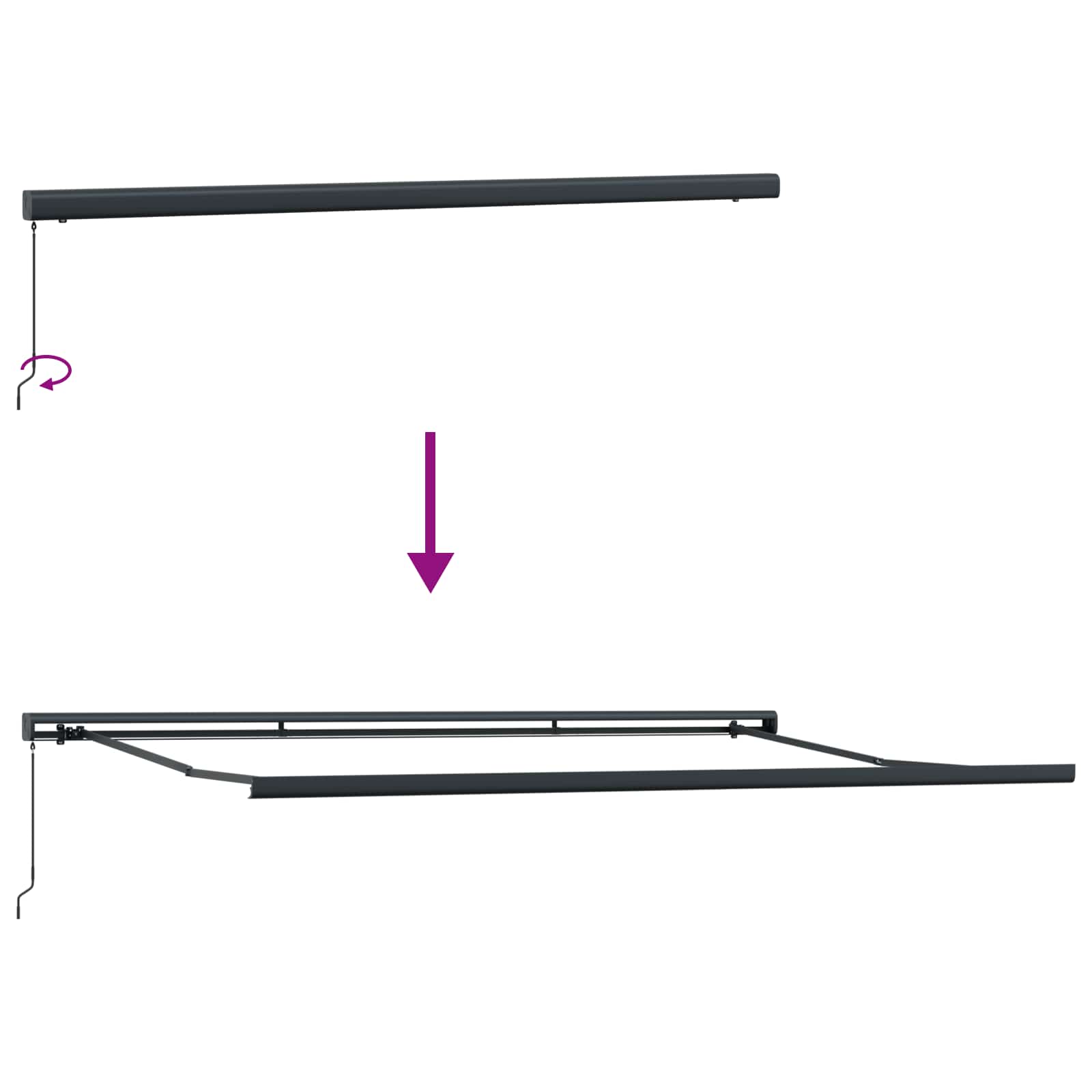 Povlačivi tende Crvena i bijela 500 × 300 cm Platno i Aluminij