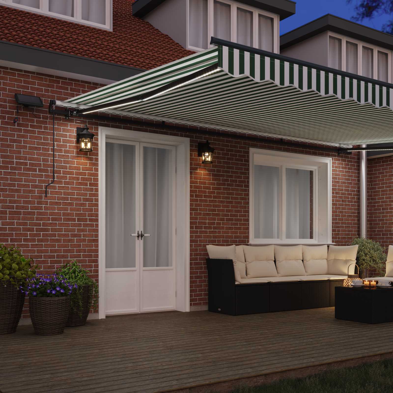 Skrovita tenda Zelena i bijela 500 ×300 cm tkanina