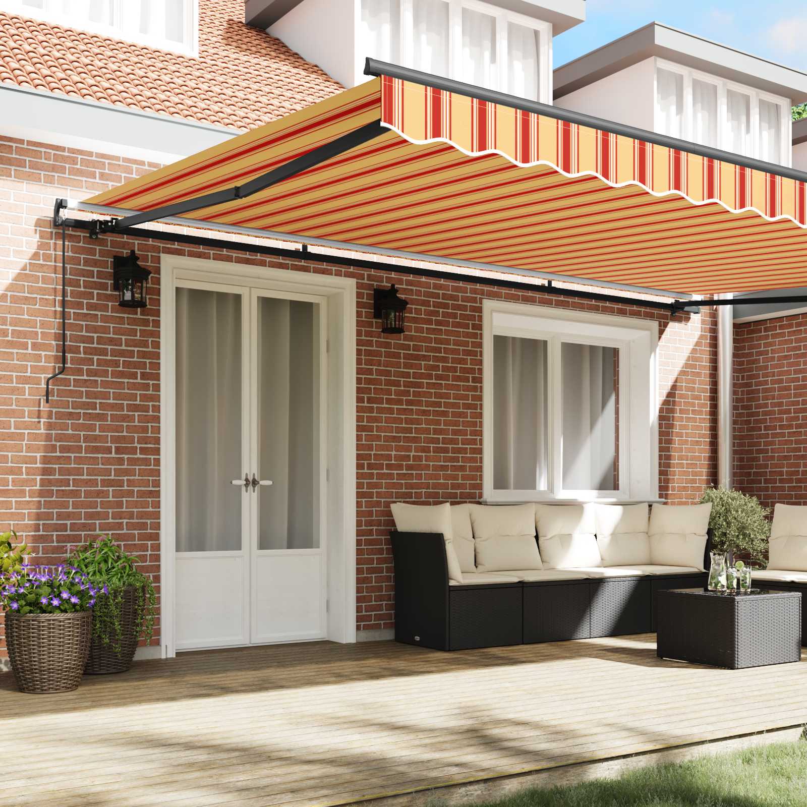 Skrovita tenda Žuta i narančasta 500 × 350 cm Poliester i čelik