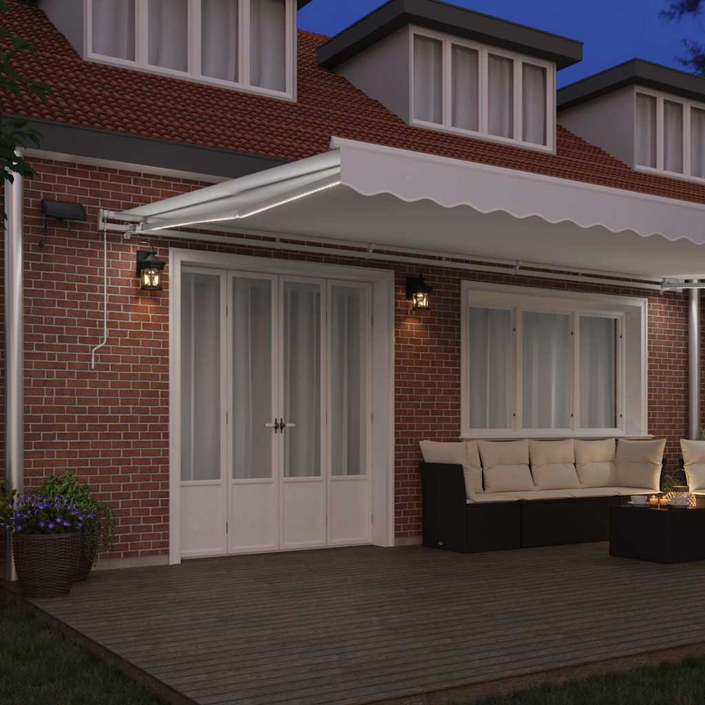 Skrovita tenda Bijelo 600 × 300 cm Tkanina i čelik