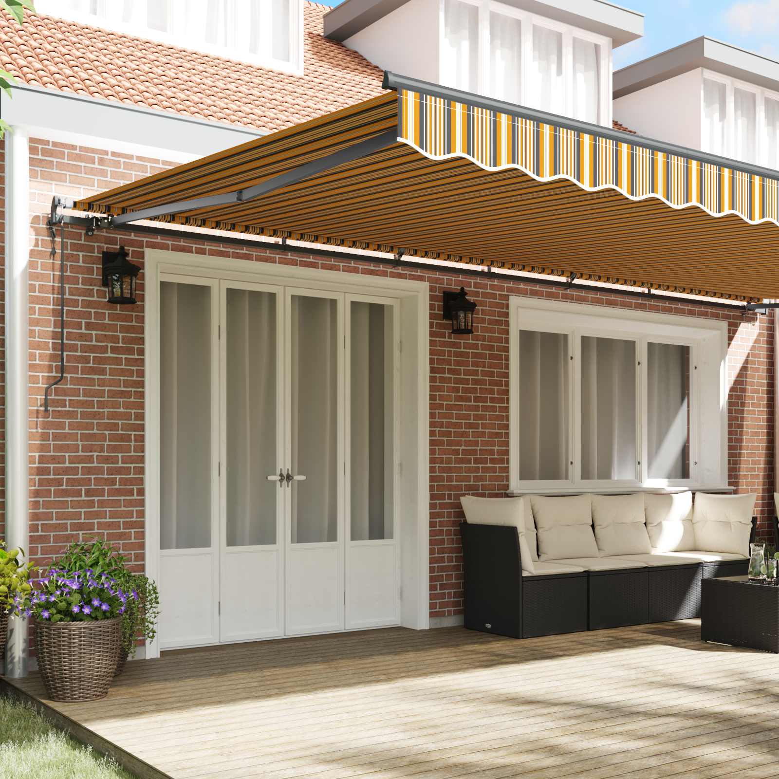 Povlačivi tende Šareni 600 × 350 cm Tkanina i Aluminij