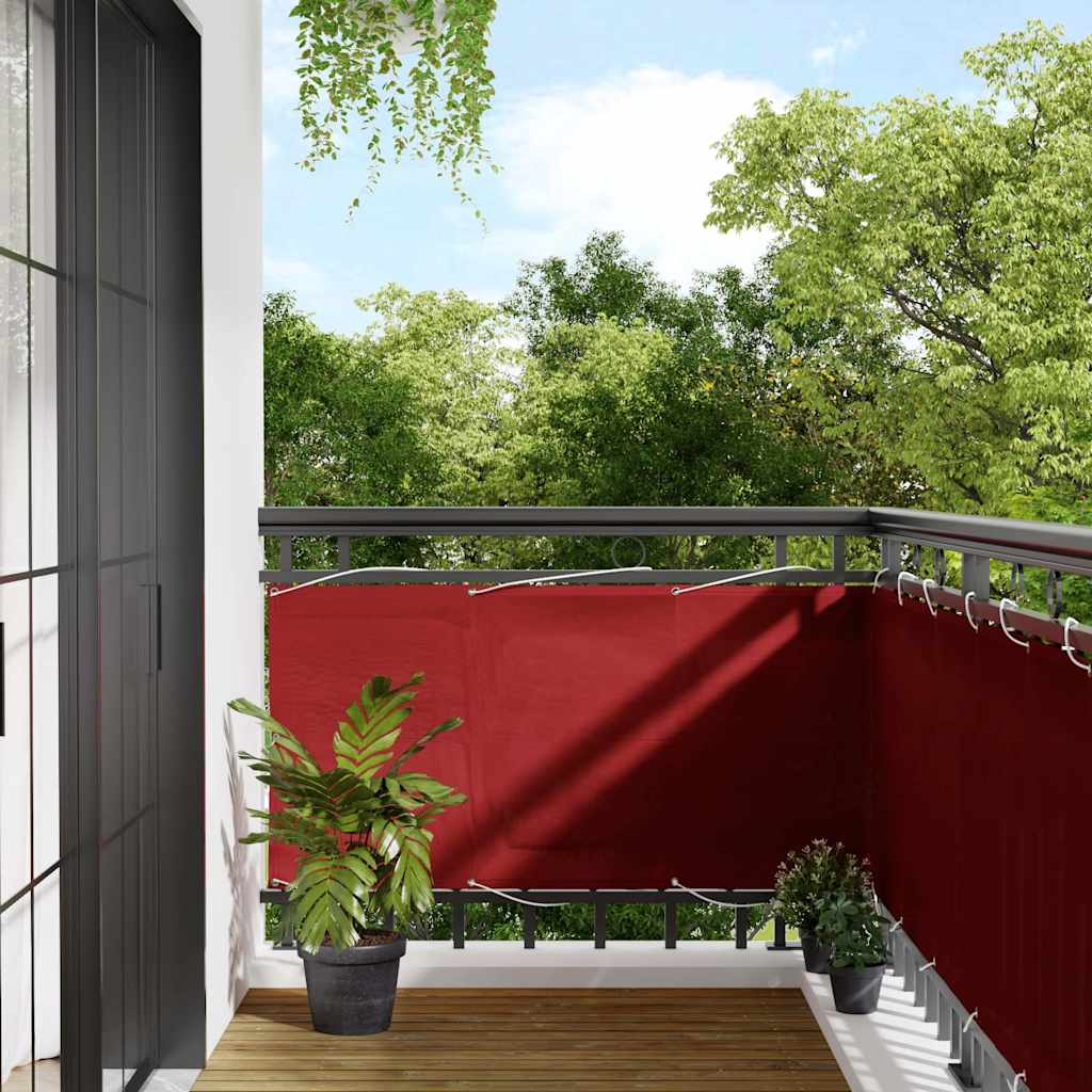 Balkonska pregrada crvena 75x800 cm 100% poliester Oxford