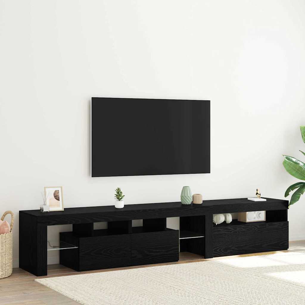 TV ormar 2 pcs Crni hrast 215 x 36,5 x 40 cm Konstruirano drvo