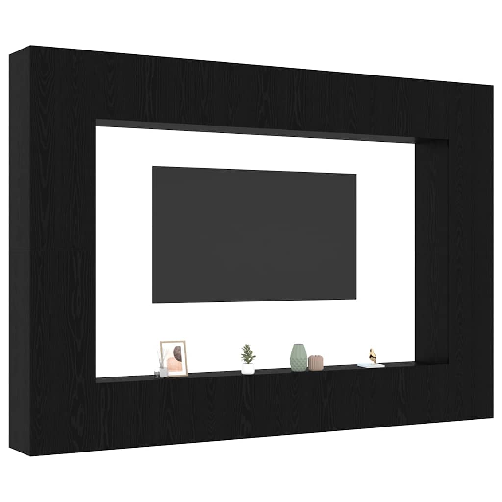Set TV komoda Zidne 8 pcs Crni hrast 100 x 30 x 30 cm