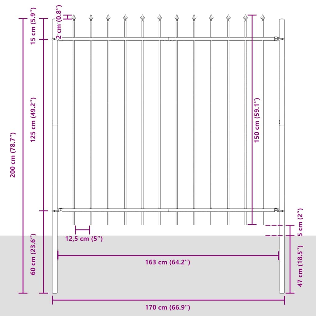 Vrtna Ograda 7 pcs Bijelo 11,9 x 1,5 m Čelik s prahom