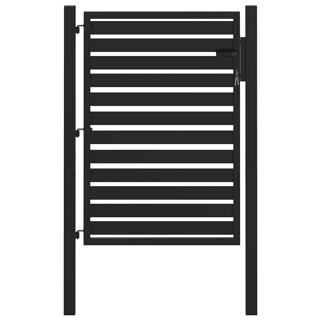 Vrtna vrata s mogućnošću zaključavanja crna 100x120 cm aluminijska