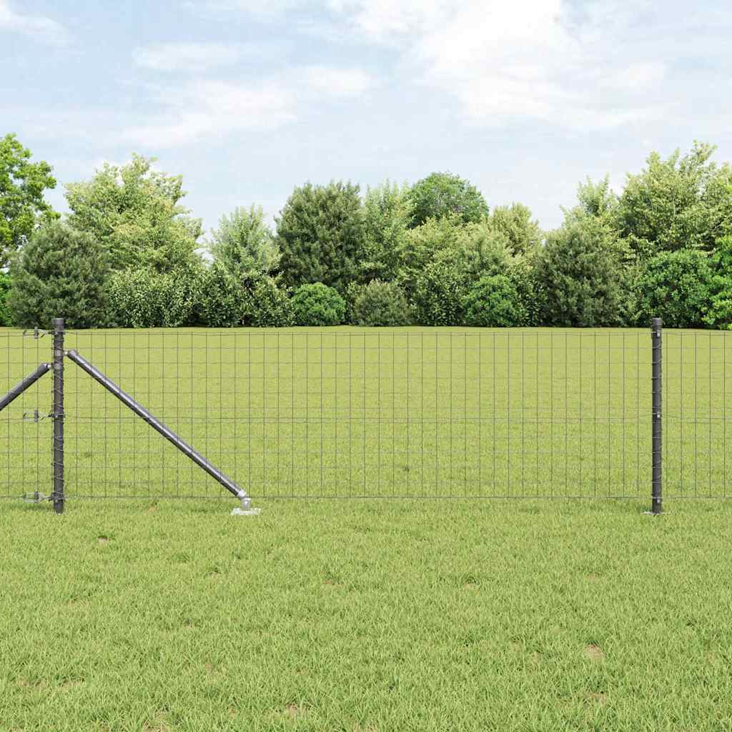 Stabić za ogradu s tlo 13 kom. Siva Čelik s prahom premazan