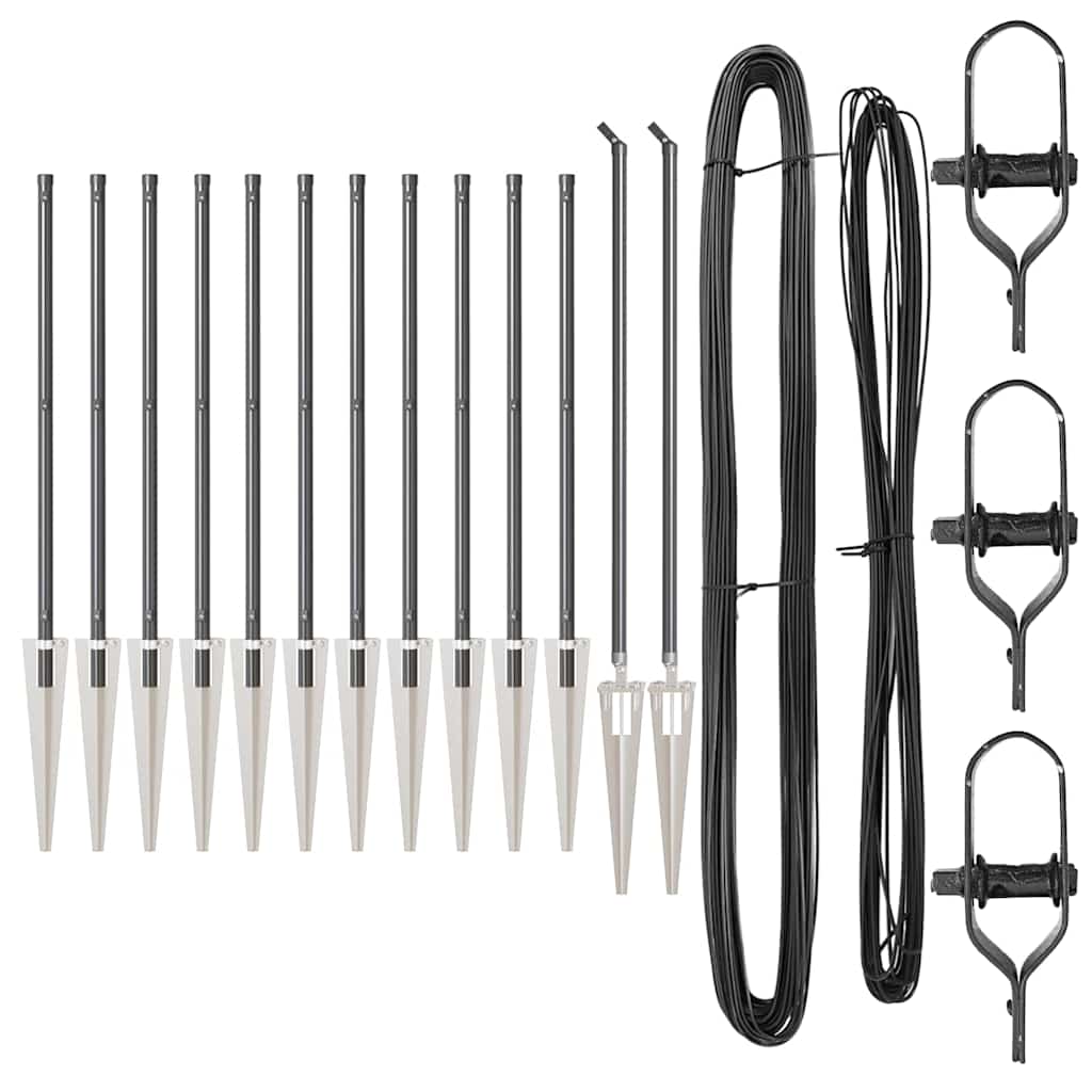 Stabić za ogradu s tlo 13 kom. Siva Čelik s prahom premazan