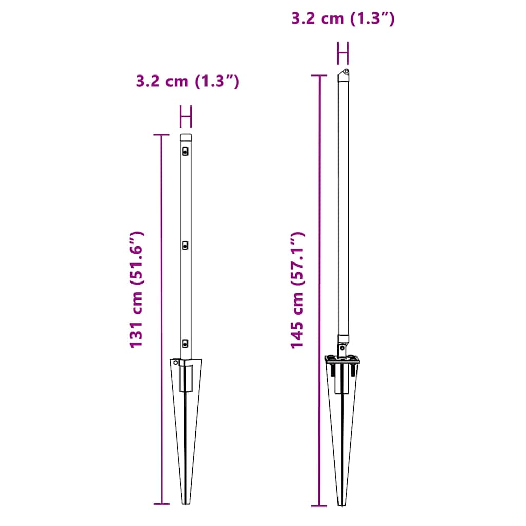 Stabić za ogradu s tlo 7 kom. Siva Čelik s prahom premazan