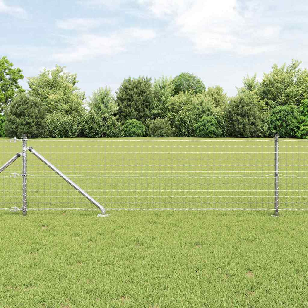 Stabić za ogradu s tlo 13 kom. Srebrna Čelik s prahom premazan