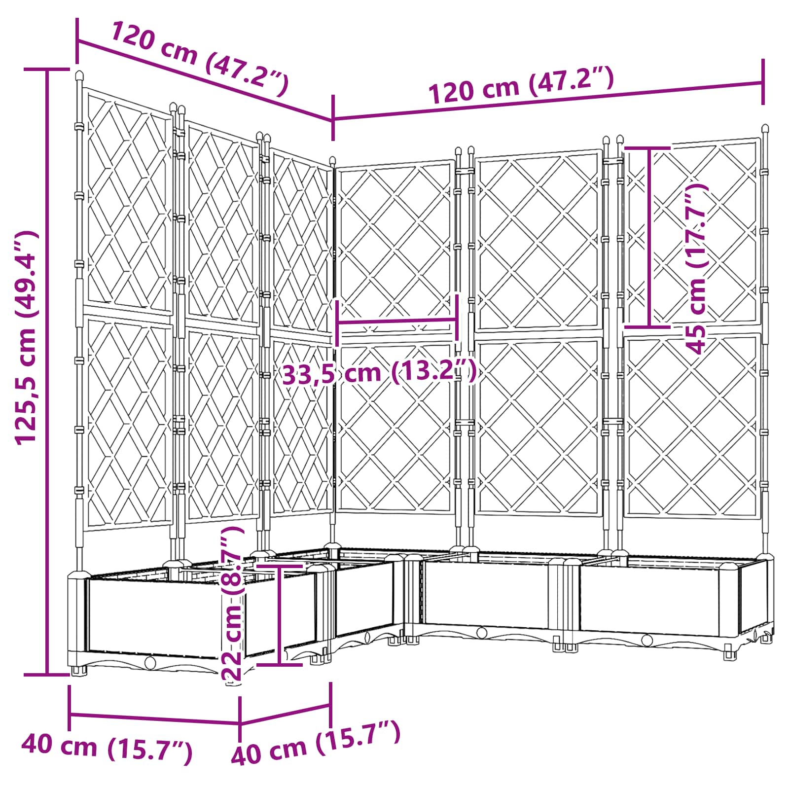 Vrtna saksija 5 pcs Sivi 120 x 120 x 125,5 cm Plastika