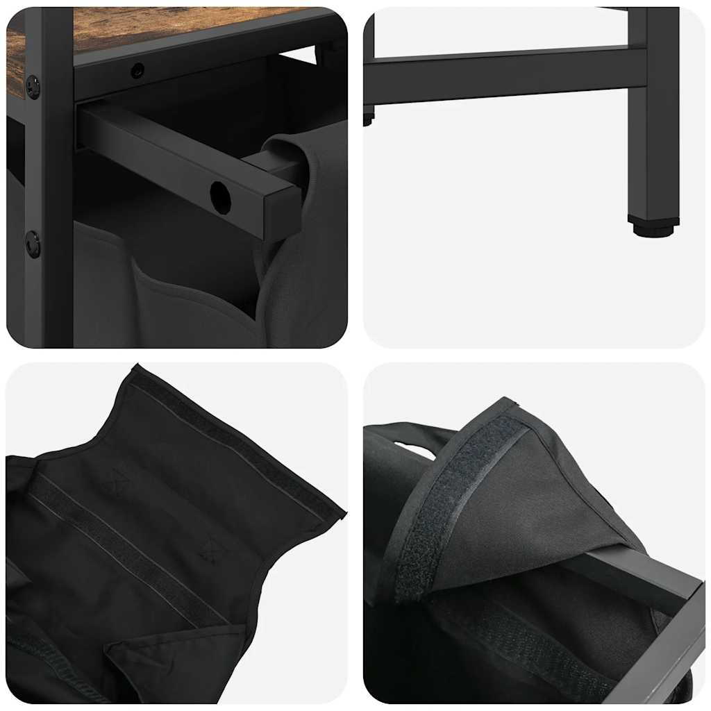 Košara za rublje s 2 pretinca i policom, dimljena hrastovina
