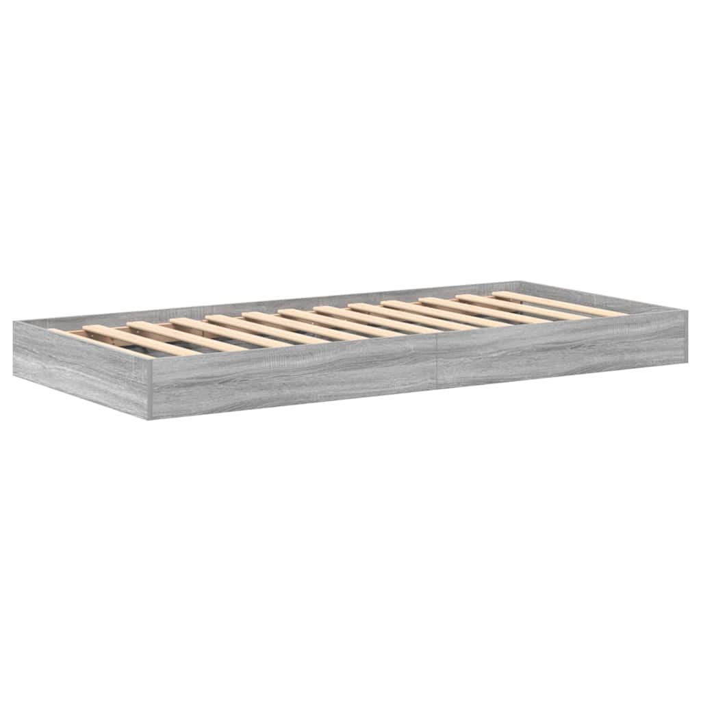 Krevet s policama s uzglavljem Sivi hrast sonoma 100 x 200 cm