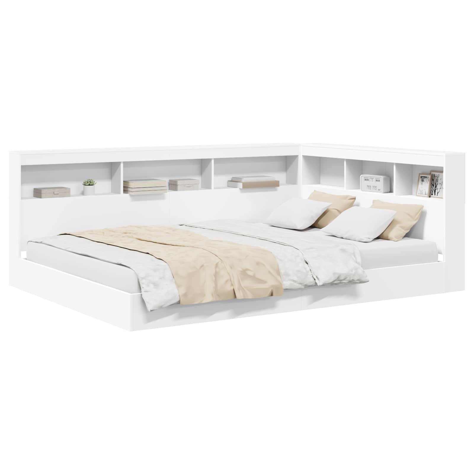 Krevet s policama Bijelo 150 x 200 cm Konstruirano drvo
