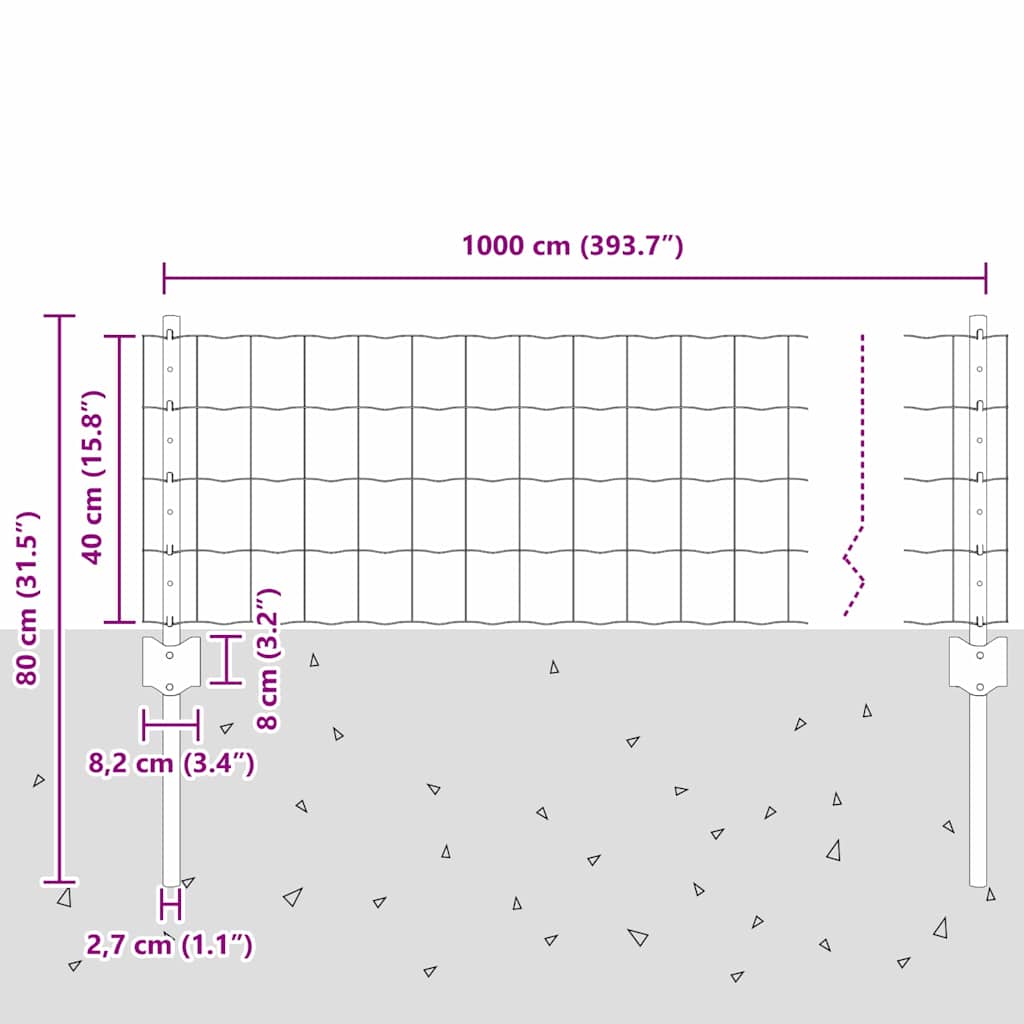 Zavarena žičana ograda 10 x 0,4 m (Š x V) Čelik premazan PVC-om