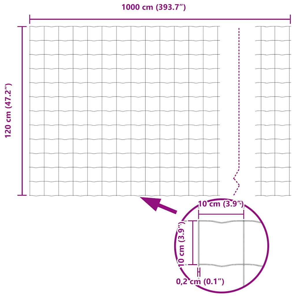 Zavarena žičana ograda 10 x 1,2 m (Š x V) Čelik premazan PVC-om