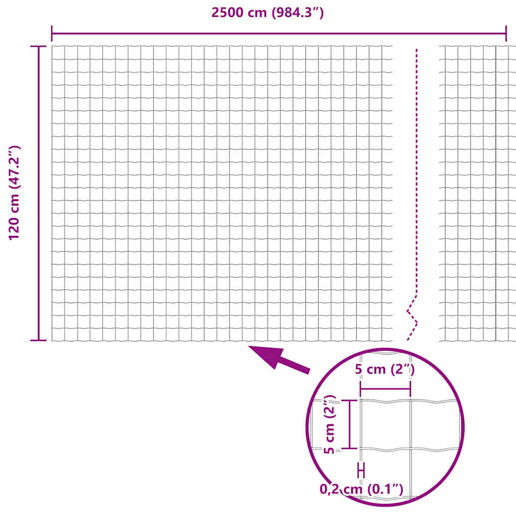 Zavarena žičana ograda 25 x 1,2 m (Š x V) Čelik premazan PVC-om