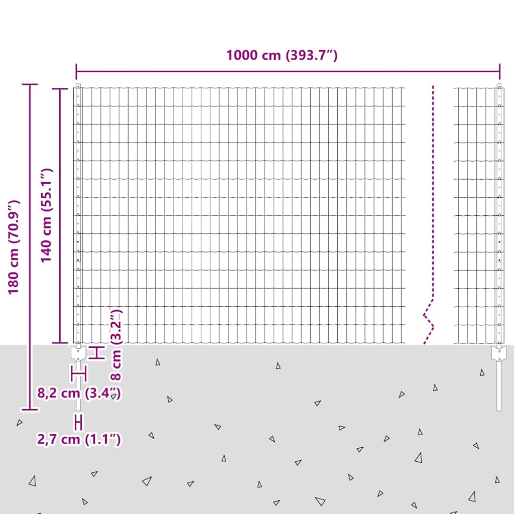 Zavarena žičana ograda 10 x 1,4 m (Š x V) Čelik premazan PVC-om