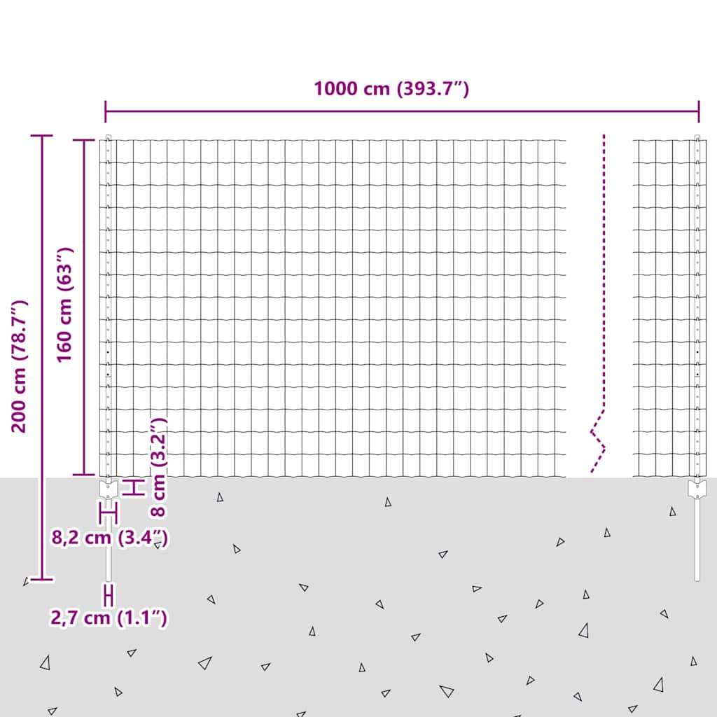 Zavarena žičana ograda 10 x 1,6 m (Š x V) Čelik premazan PVC-om