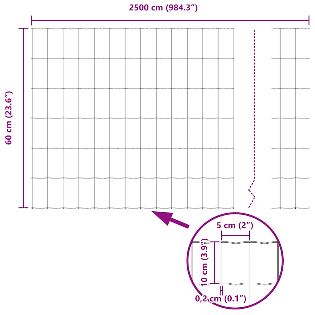 Zavarena žičana ograda 25 x 0,6 m (Š x V) Čelik premazan PVC-om
