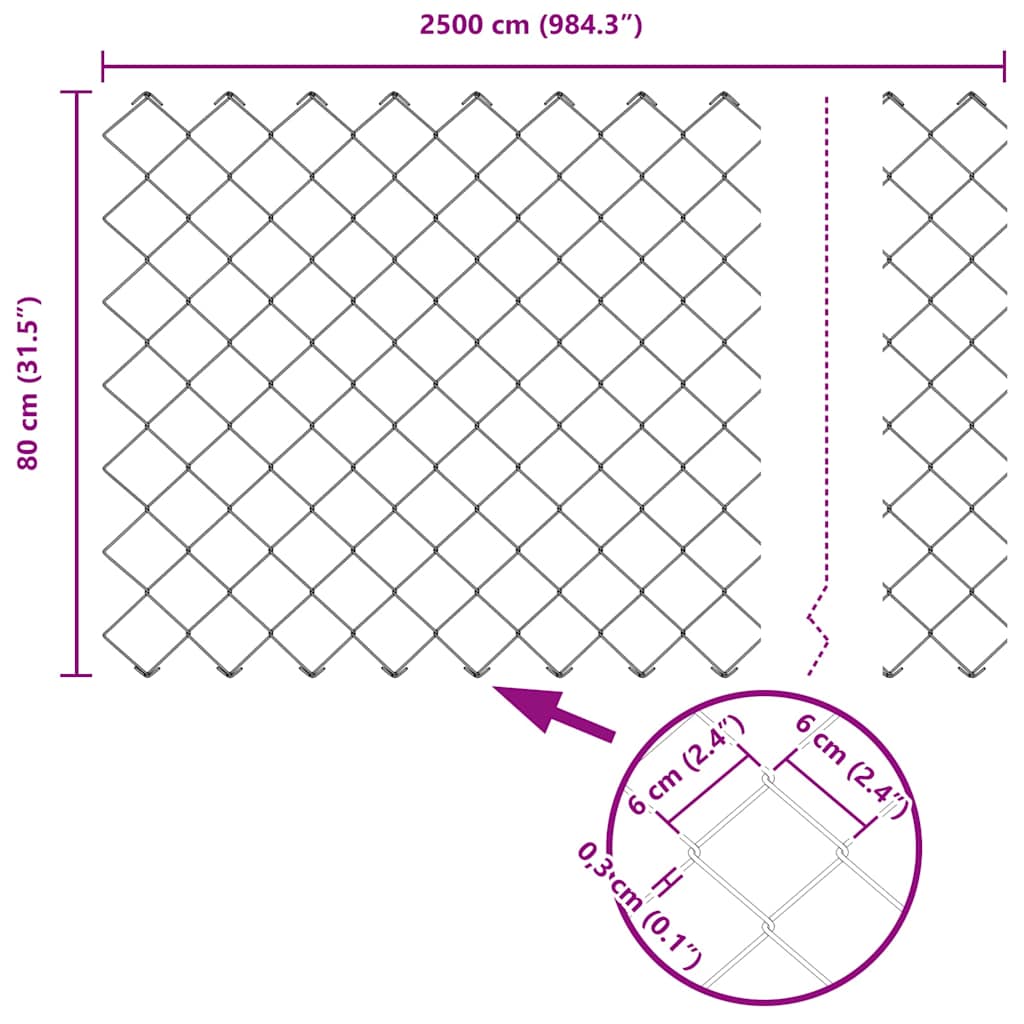 Ograda od lančanih veza s postom 25 x 0,8 m Zelena Mreža
