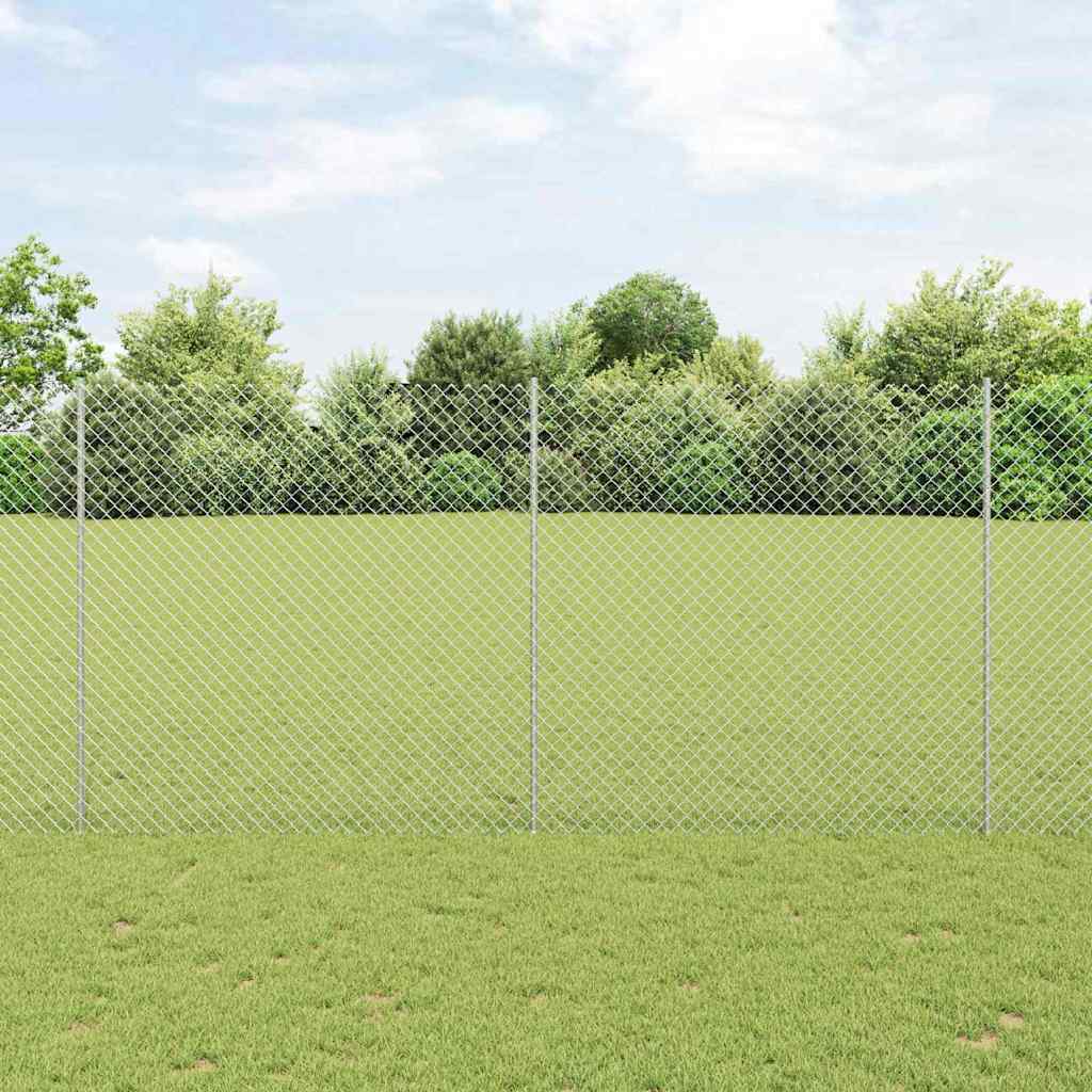 Ograda od lančanih veza s postom 10 x 1,6 m Srebrna Mreža