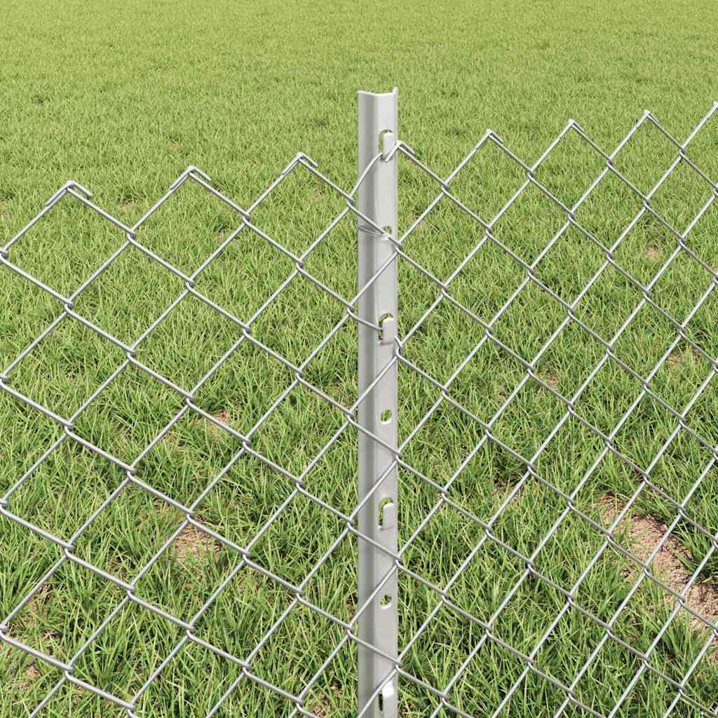 Ograda od lančanih veza s postom 25 x 0,4 m Srebrna Mreža